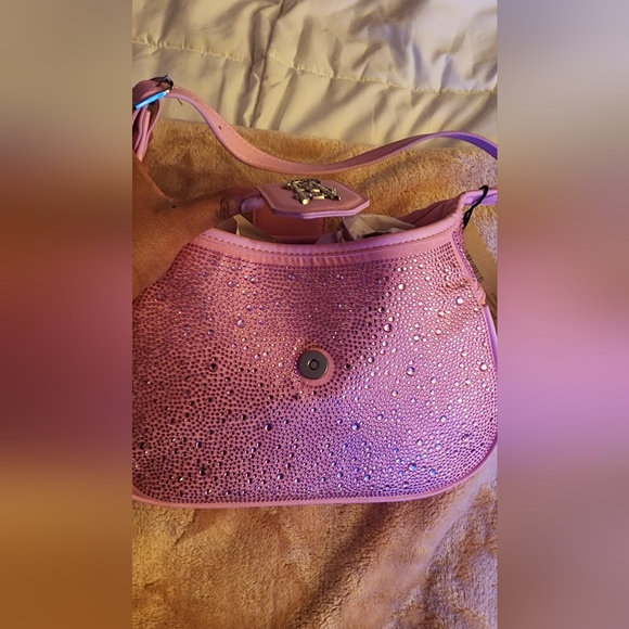 Fondant Pink Shoulder Steve Madden Bedazzled Purse - Picture 8 of 11